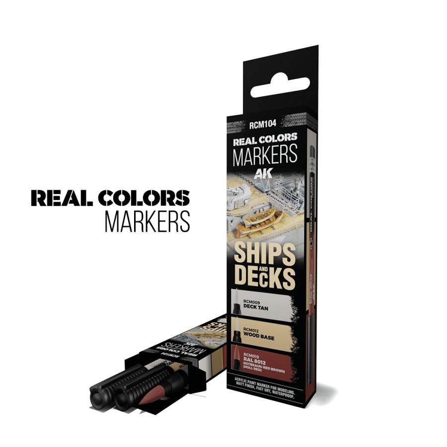 AK Interactive Real Colors Markers Ships & Decks (3) RCM104